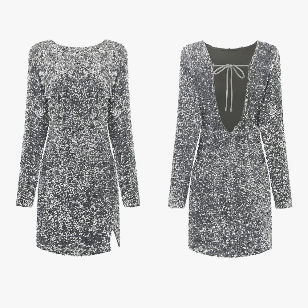Elegant Silver Sequin Dress